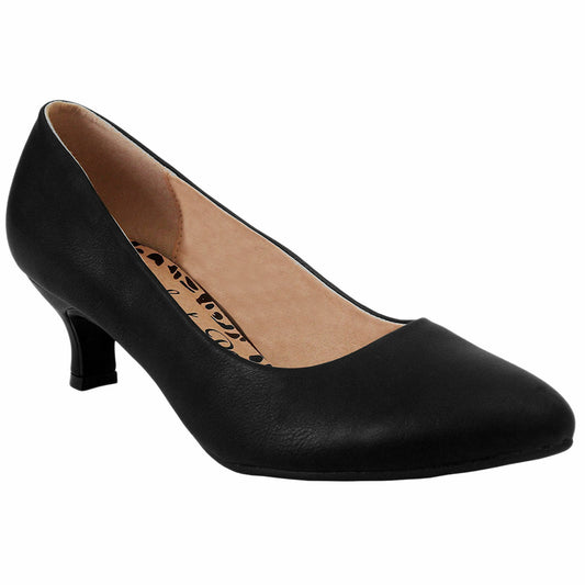 COMFORT PLUS LADIES KITTEN PERFECT HEEL WOMENS CASUAL FORMAL WIDE FITTING LOW COURT SHOE