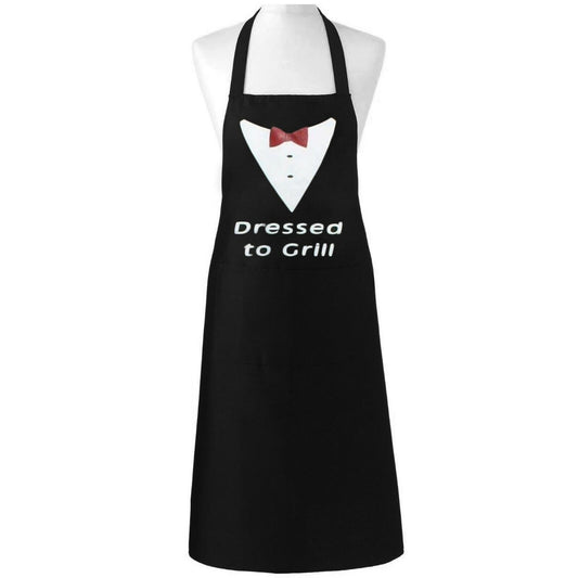 DRESSES TO GRILL BLACK APRON UNISEX ADULT MENS LADIES WOMENS FUNNY CHEF BUTCHER KITCHEN BBQ COOKING CATERING