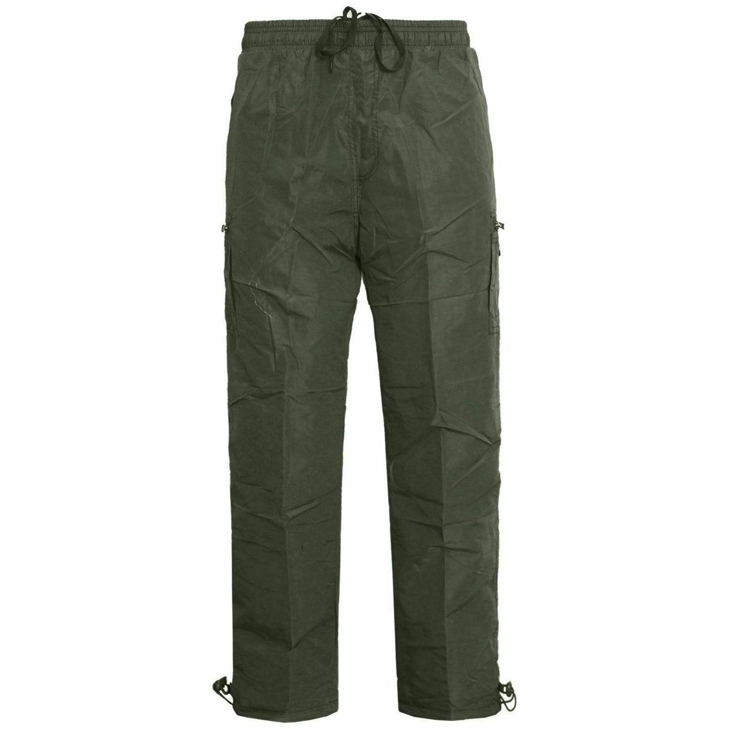 MENS FLEECE LINED THERMAL TROUSERS WINTER CASUAL ELASTICATED WAIST CARGO PANTS
