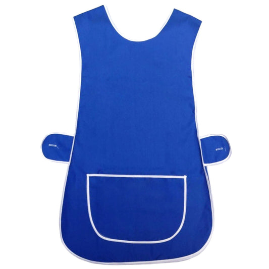 WOMENS TABARD LADIES APRON WITH POCKET WHITE PIPING CLEANING KITCHEN CHEF UNIFORM HOUSEKEEPING WORKWEAR