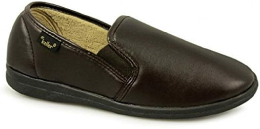 DR KELLER MENS SLIPPERS STRAP FLEECE UPPER WARM CUSHIONED CASUAL SLIP ON SHOES