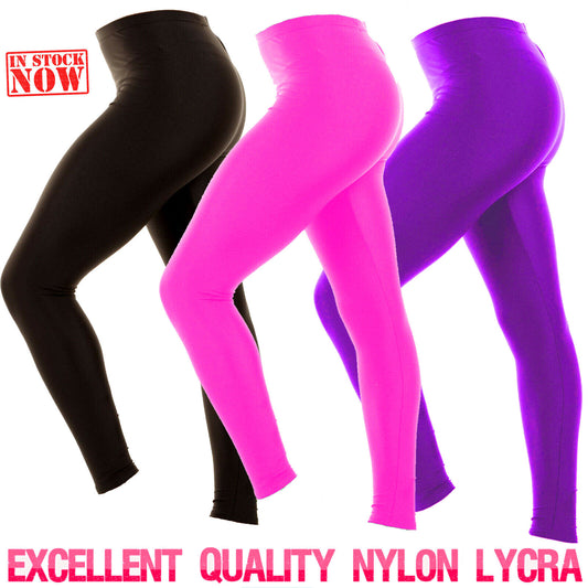 Girls Children Shiny Footless Leggings Gymnastics Ballet Dance Nylon Lycra Kids (Nylon Lycra, Footless)