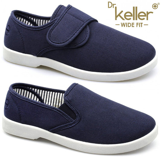 DR KELLER MENS WIDE FIT DECK SHOES CANVAS PUMPS PADDED PLIMSOLLS ESPADRILLE 6-11