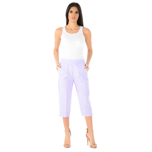 WOMENS 3/4 CAPRI TROUSERS SUMMER LIGHTWEIGHT CROPPED PANTS UK 10–24
