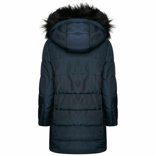 WOMENS QUILTED WARM HOODED WINTER PADDED JACKET ZIP WATER REPELLENT PUFFA COAT