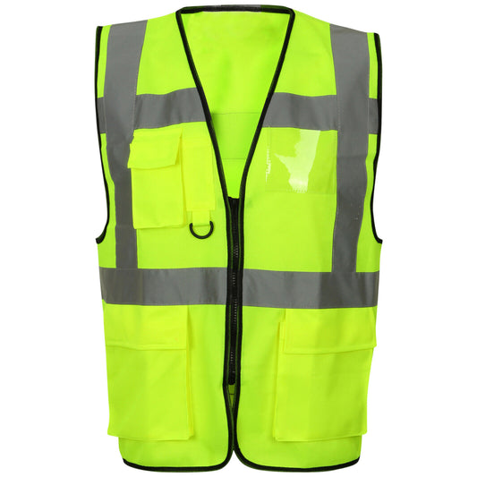 EXECUTIVE HI VIS VIZ VEST HIGH VISIBILITY WORK WAISTCOAT REFLECTIVE SAFETY TOP