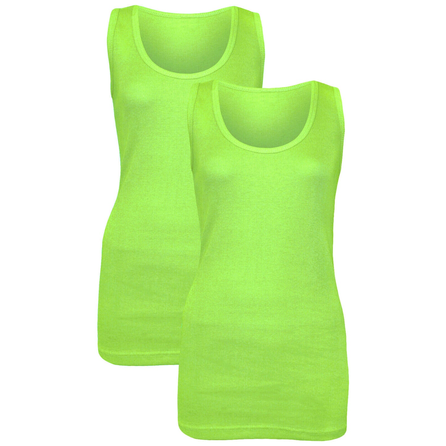 PACK OF 2 NEW WOMEN LADIES CASUAL PLAIN SUMMER STRETCHY RIBBED TOP T SHIRT VEST