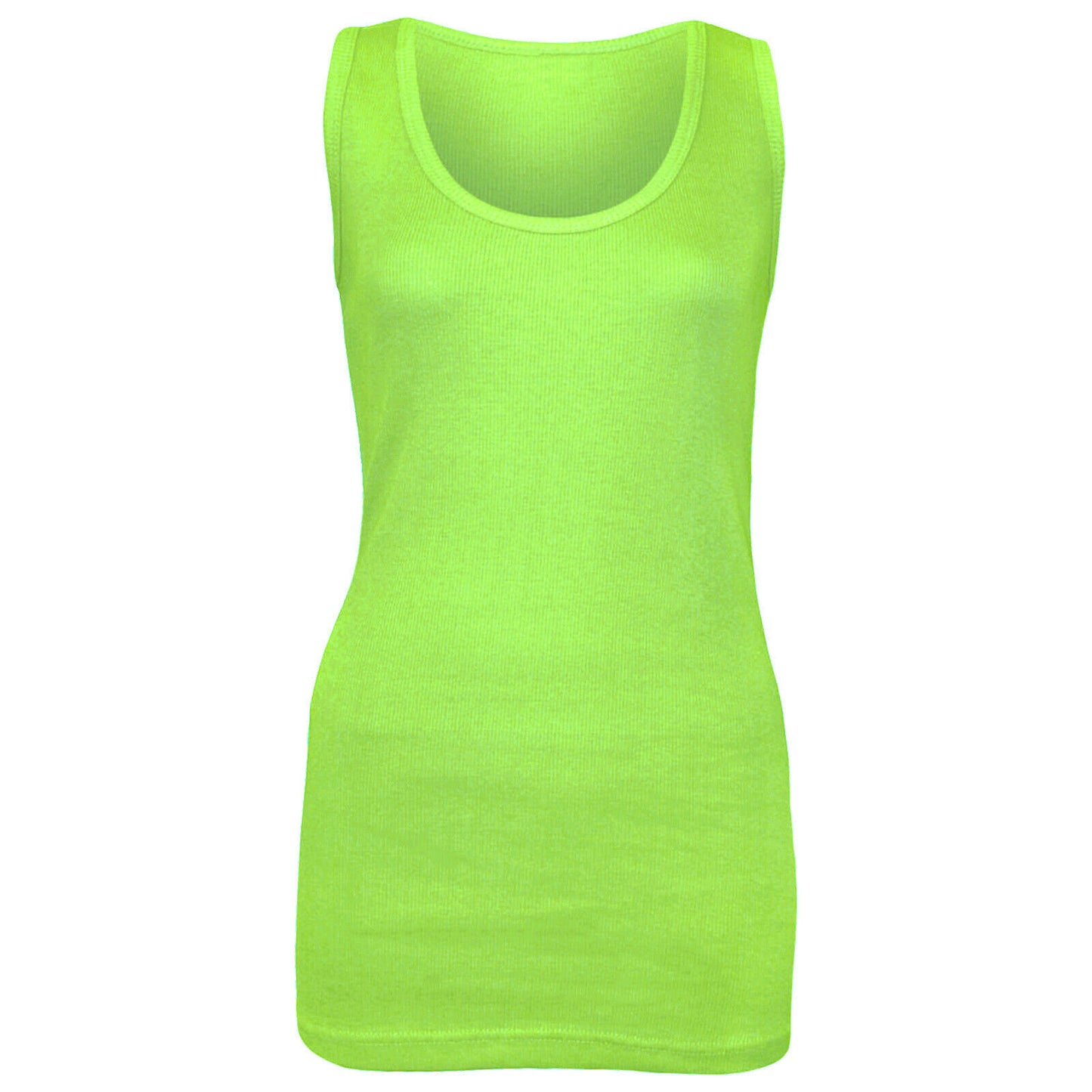 NEW LADIES WOMENS PLAIN SUMMER STRETCHY RIBBED CASUAL TOP T SHIRT MUSCLE VEST