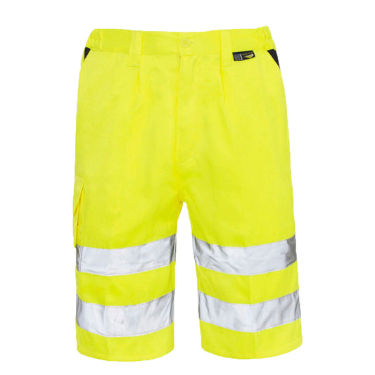 HI VIS VIZ REFLECTIVE SAFETY SHORTS HIGH VISIBILITY TAPE SECURITY WORK BOTTOMS