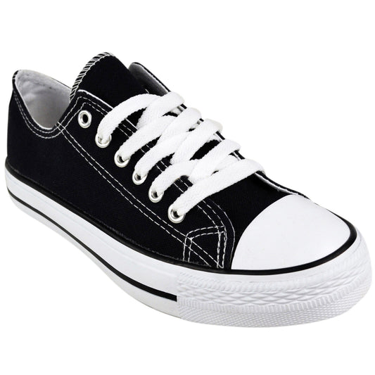 WOMENS CANVAS SHOES LADIES LACE UP PLIMSOLLS PUMPS SNEAKERS TRAINERS SKATERS Lace-Up Sneakers