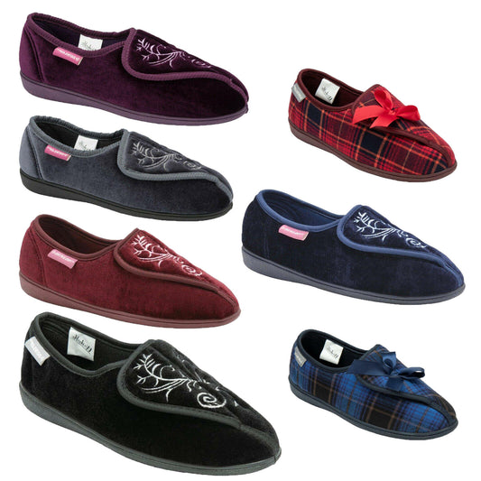 Ladies Dunlop Touch Fasten Memory Foam Orthopaedic Shoes Comfy Lounge Slippers