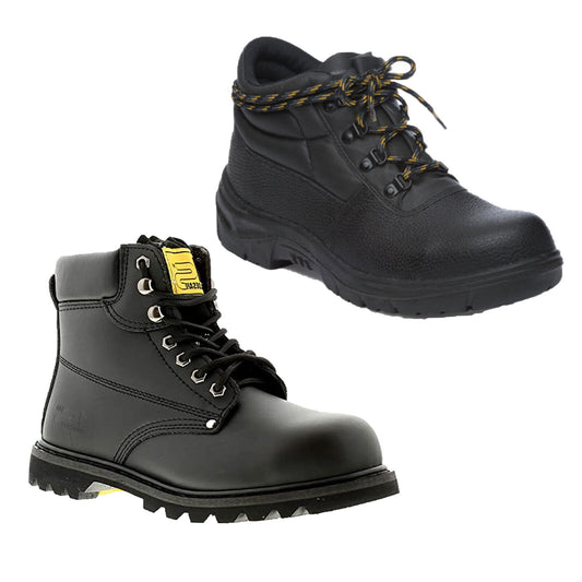 MENS WORK BOOTS LEATHER SAFETY LIGHTWEIGHT STEEL TOE CAP HIKER ANKLE HIKING SHOE