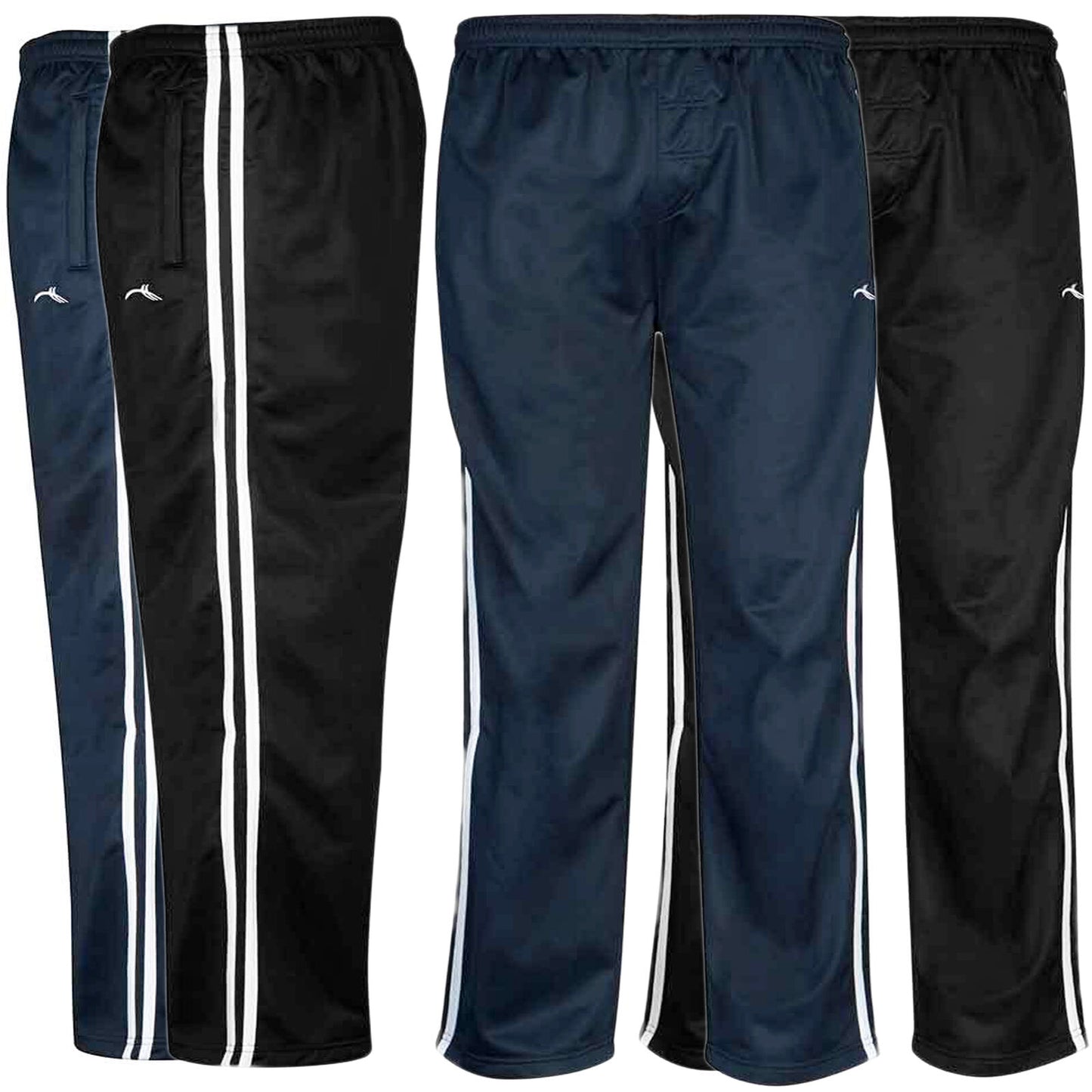 BOYS TRACKSUIT BOTTOMS SILKY JOGGERS JOGGING STRIPED SPORTS PANTS TROUSERS