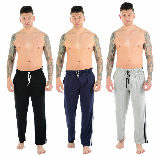 2 PACK PYJAMAS JOGGERS MENS LOUNGE WEAR PANTS TROUSERS NIGHTWEAR BOTTOMS STRIPED PJS