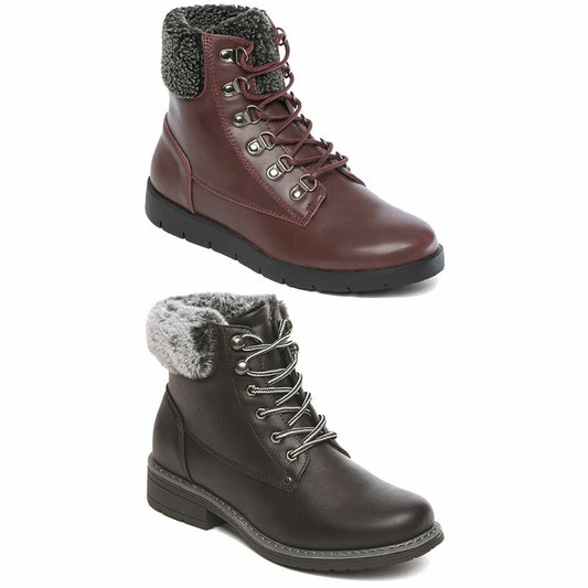 WOMENS ANKLE BOOTS HIGH TOP SNEAKERS TRAVEL TRIP HIKING LACES FUR LINED SHOES Travel, Hiking, & Everyday Wear in Style