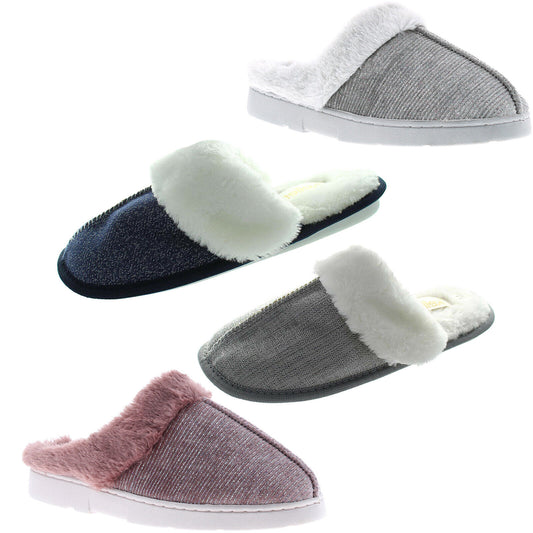 DR KELLER TESSA SOFT MULE LADIES WOMENS FLUFFY INSIDE TEXTILE CLOSED TOE WINTER SLIPPER